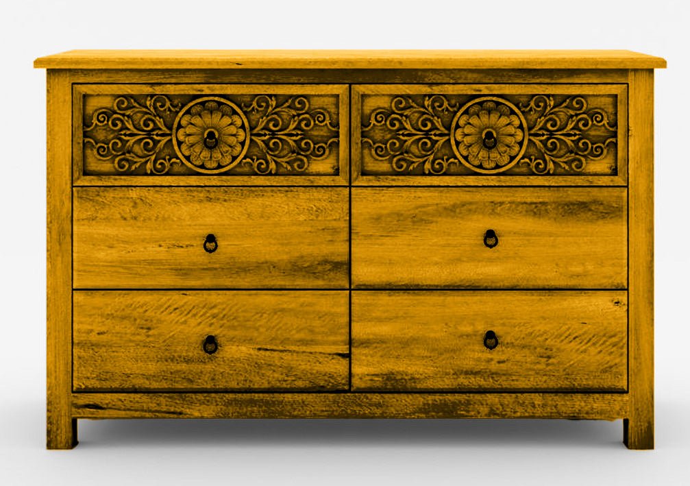 Dynasty Mughal Hand Carved Solid Wooden 6 - Drawer Dresser – handcrafted solid wood furniture