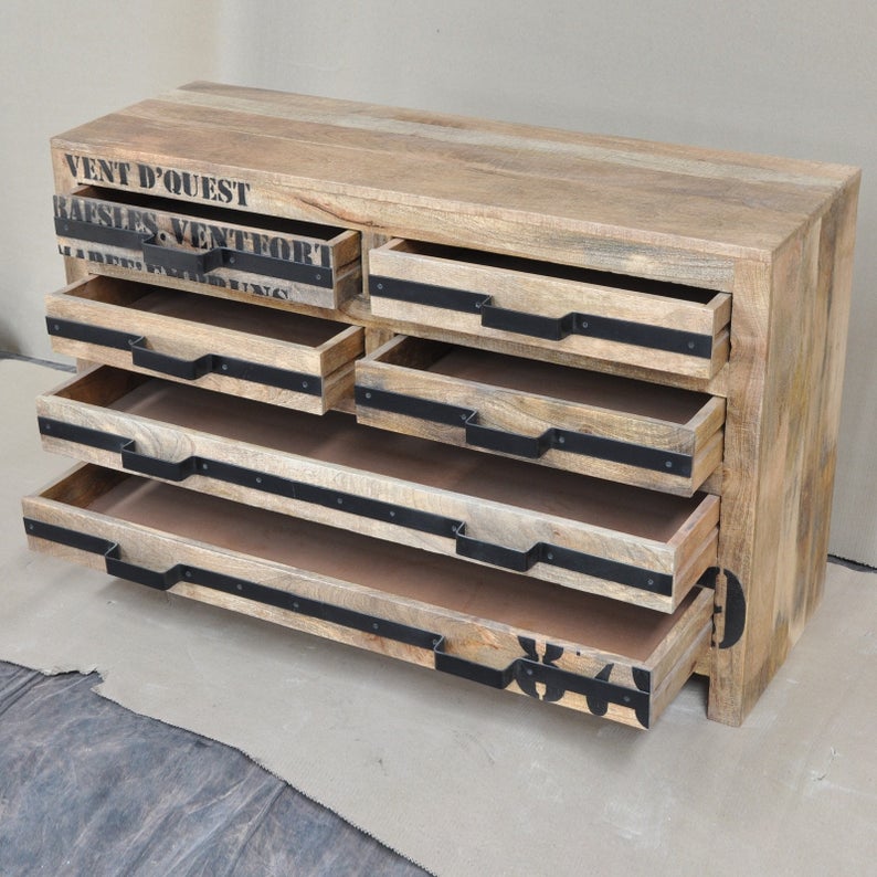 Earth Wood Industrial Chest of Drawers – handcrafted solid wood furniture