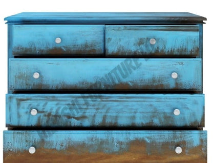 Empire Blue Dawn Rustic Solid Mango Wood Bedroom Dresser With 5 Drawer – handcrafted solid wood furniture