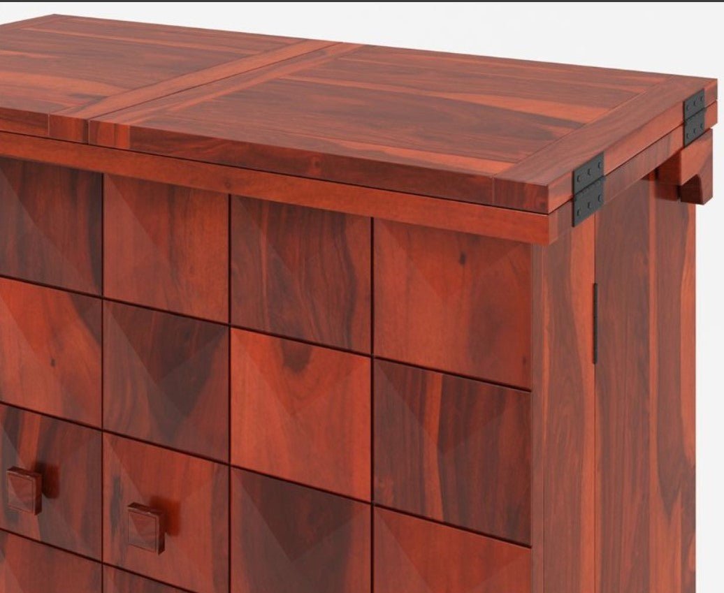 Empire Solid Wooden Rustic expandable Bar Cabinet - Indoor / Outdoor – handcrafted solid wood furniture