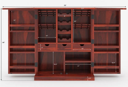Empire Solid Wooden Rustic expandable Bar Cabinet - Indoor / Outdoor – handcrafted solid wood furniture