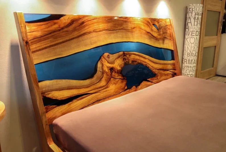Epoxy Blue Nile Solid Wooden Bed – handcrafted solid wood furniture