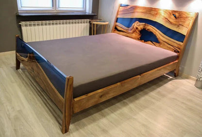 Epoxy Blue Nile Solid Wooden Bed – handcrafted solid wood furniture