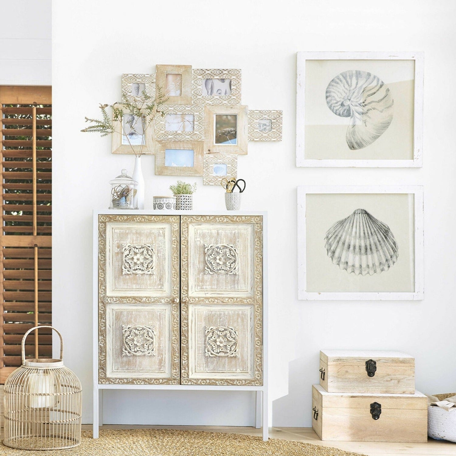 Floral Design Hand Carved Small Sideboard – handcrafted solid wood furniture