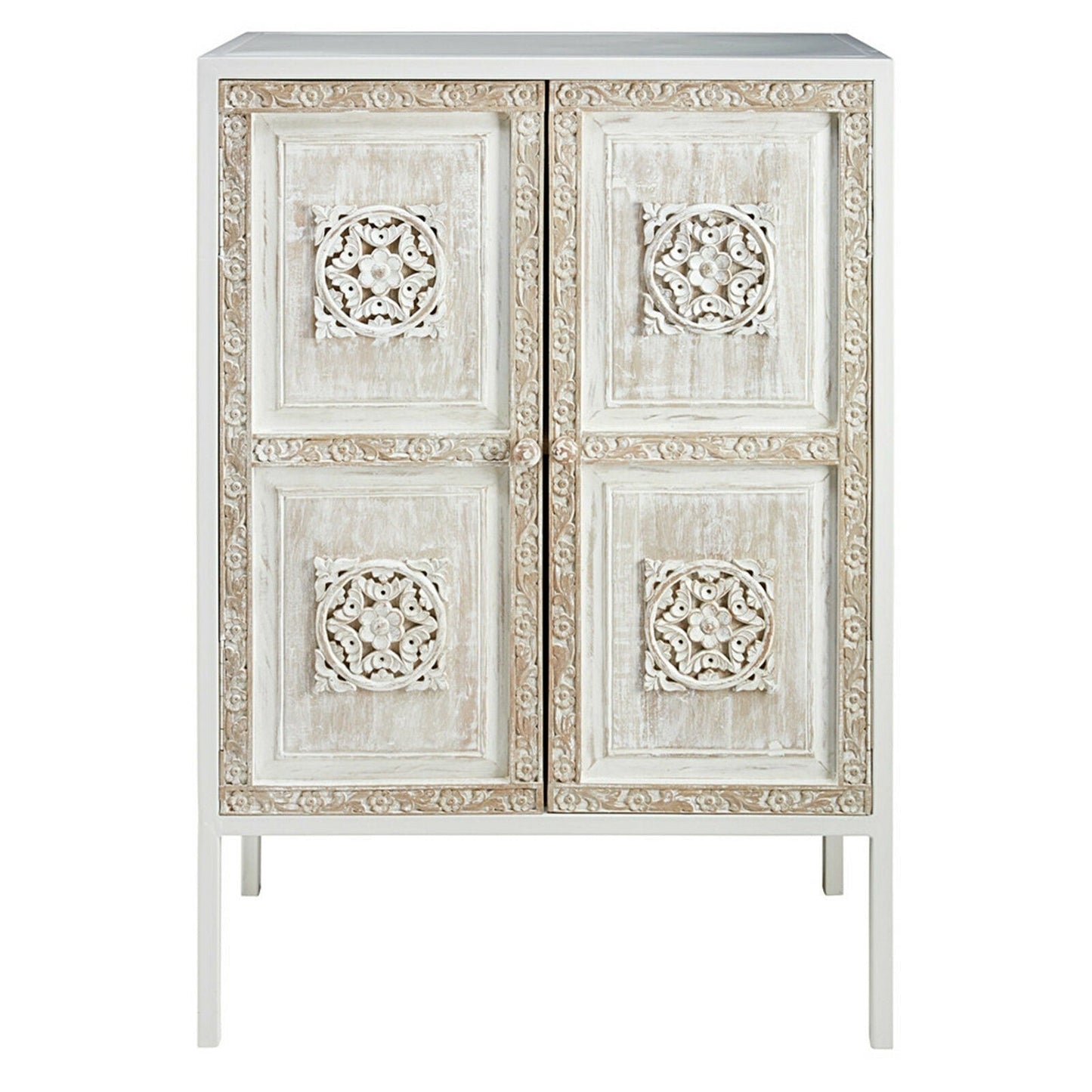 Floral Design Hand Carved Small Sideboard – handcrafted solid wood furniture