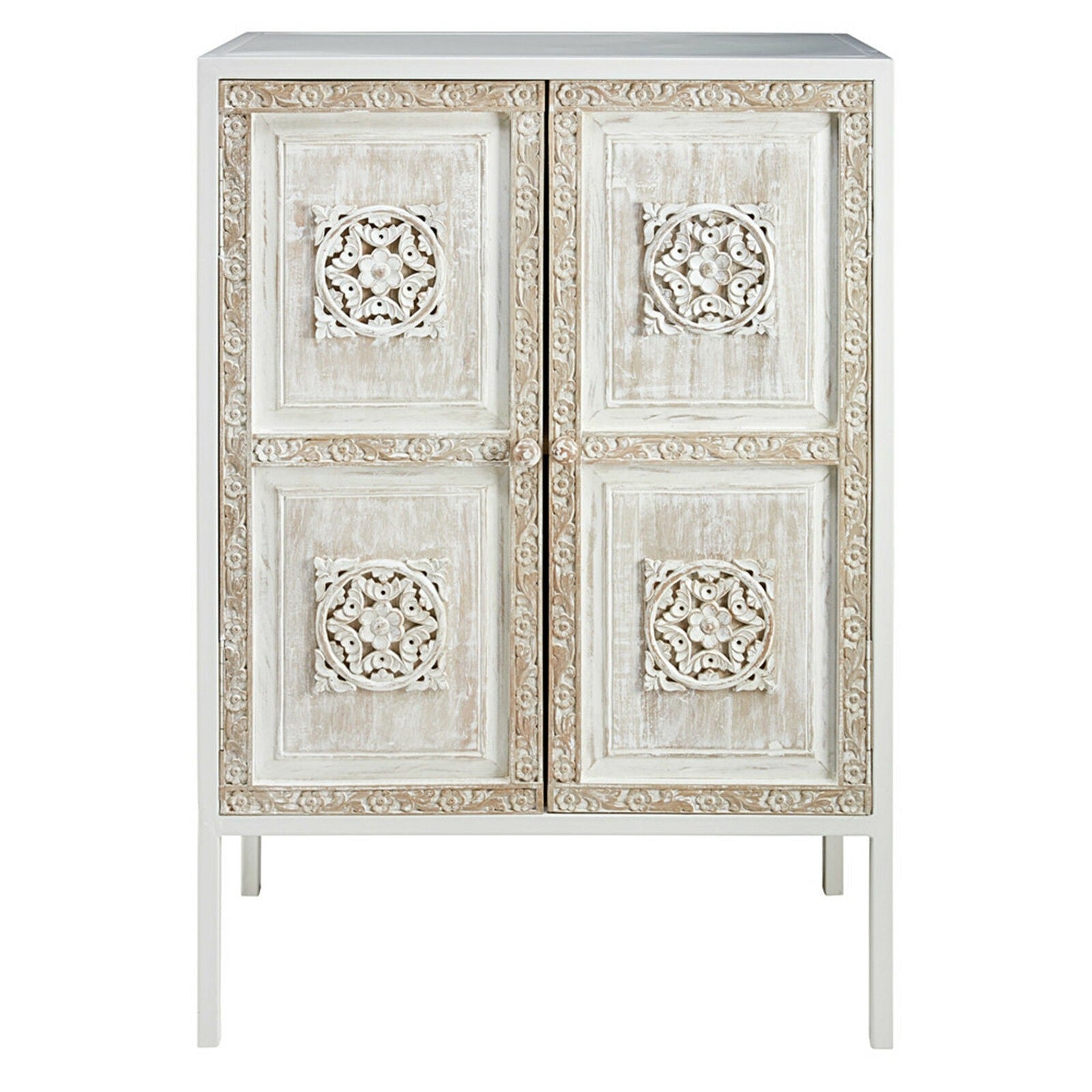 Floral Design Hand Carved Small Sideboard – handcrafted solid wood furniture
