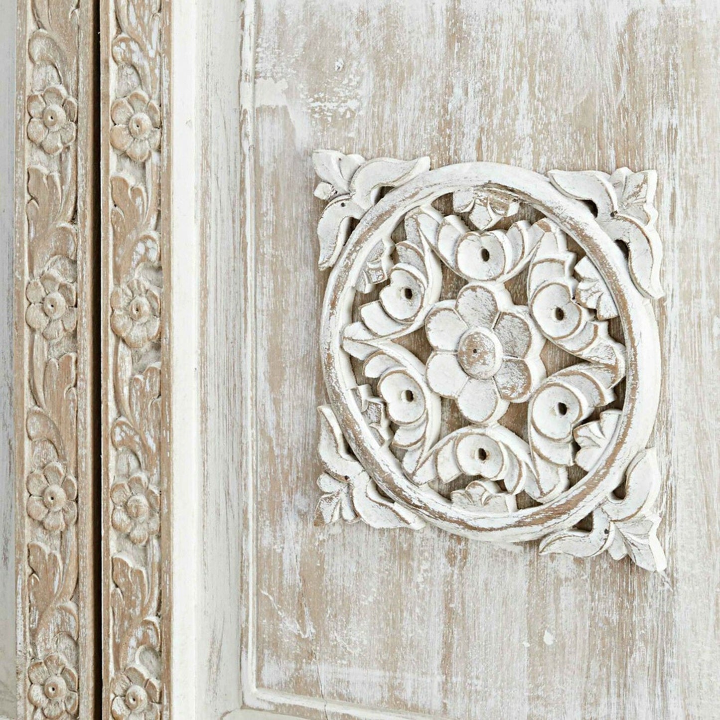 Floral Design Hand Carved Small Sideboard – handcrafted solid wood furniture