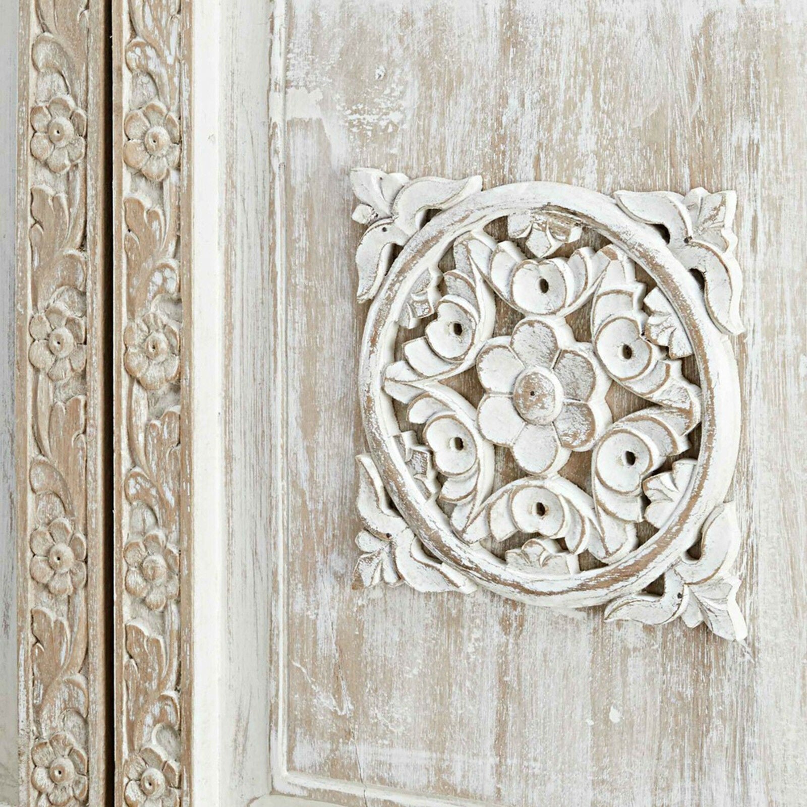 Floral Design Hand Carved Small Sideboard – handcrafted solid wood furniture