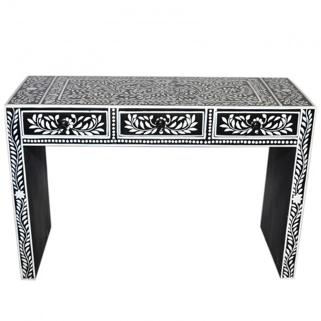 Floral Design Hand Painted Hall Table by Hibashi Furniture – handcrafted solid wood furniture made in India