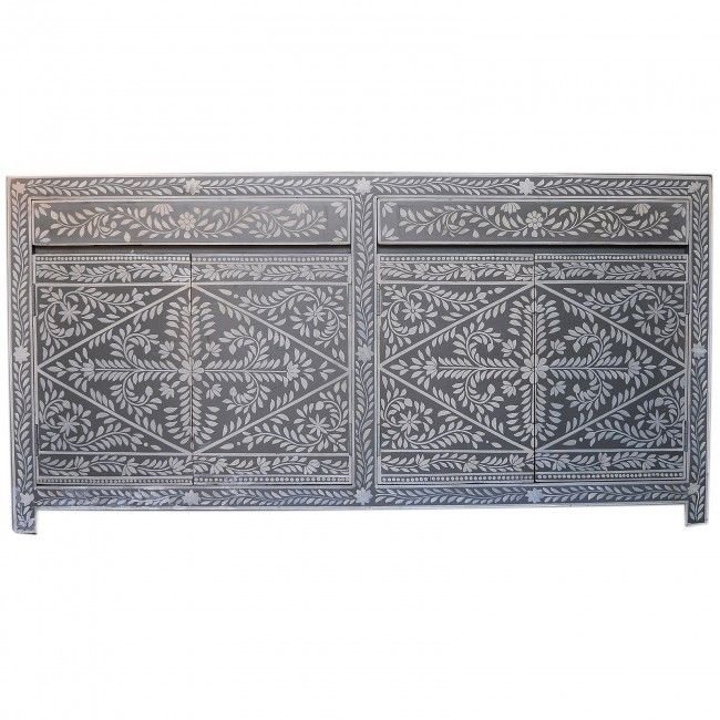 Fontana Garden Handcarved Bone inlay Buffet Table – handcrafted solid wood furniture