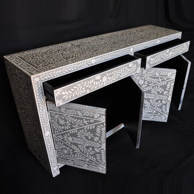 Fontana Garden Handcarved Bone inlay Buffet Table – handcrafted solid wood furniture
