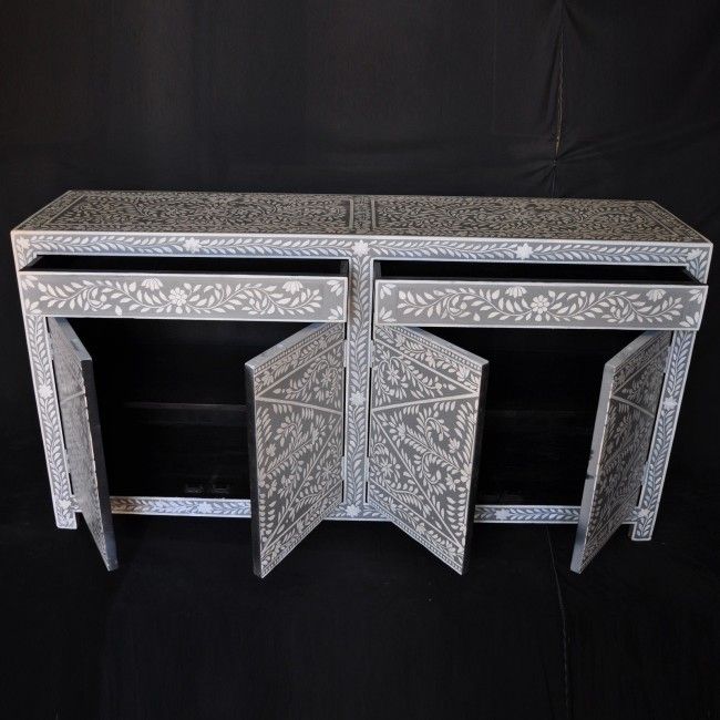 Fontana Garden Handcarved Bone inlay Buffet Table – handcrafted solid wood furniture