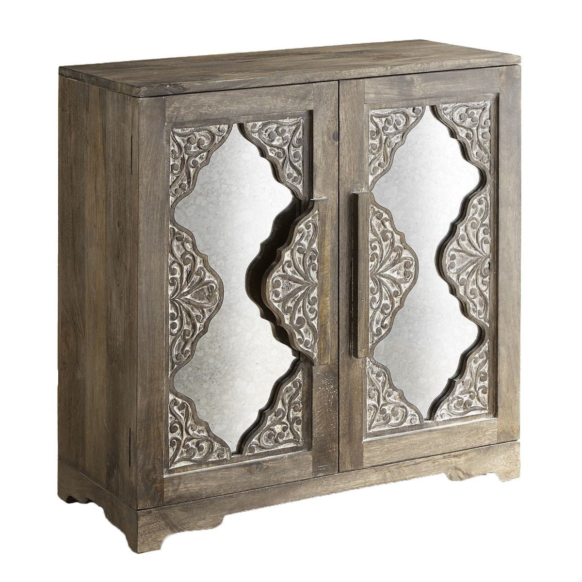 FRENCH ARCHED CARVED MIRROR DOOR SIDEBOARD - Black wash – handcrafted solid wood furniture