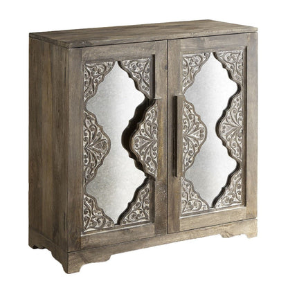 FRENCH ARCHED CARVED MIRROR DOOR SIDEBOARD - Black wash – handcrafted solid wood furniture