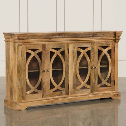 FRENCH ARCHED NATURAL GLASS DOOR SIDEBOARD – handcrafted solid wood furniture