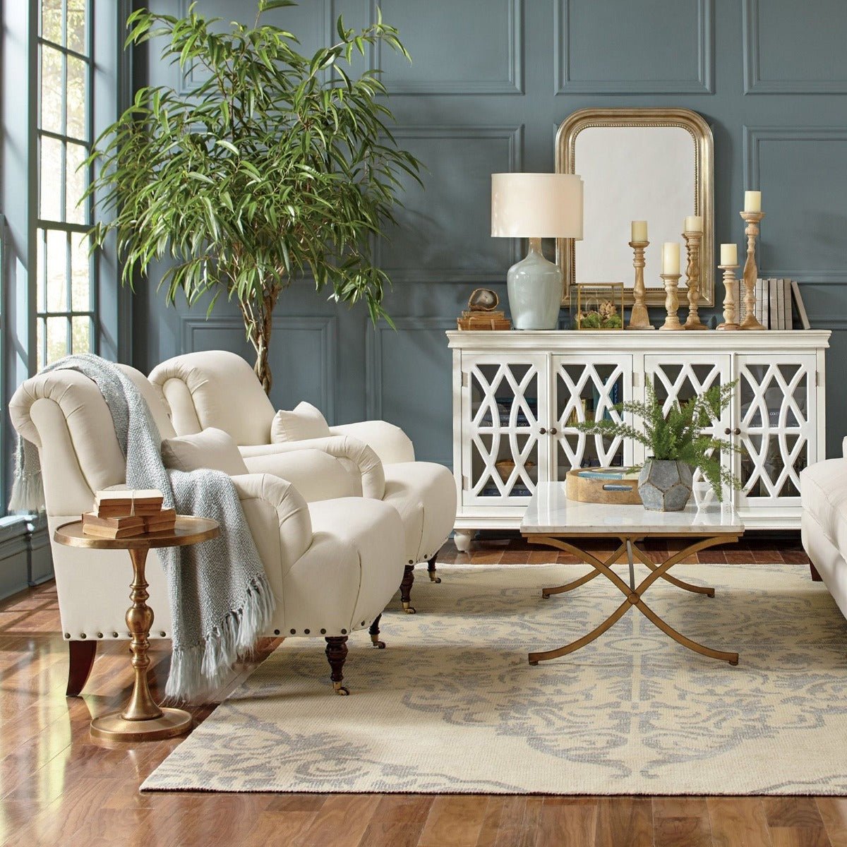 FRENCH ARCHED WHITE GLASS DOOR SIDEBOARD – handcrafted solid wood furniture