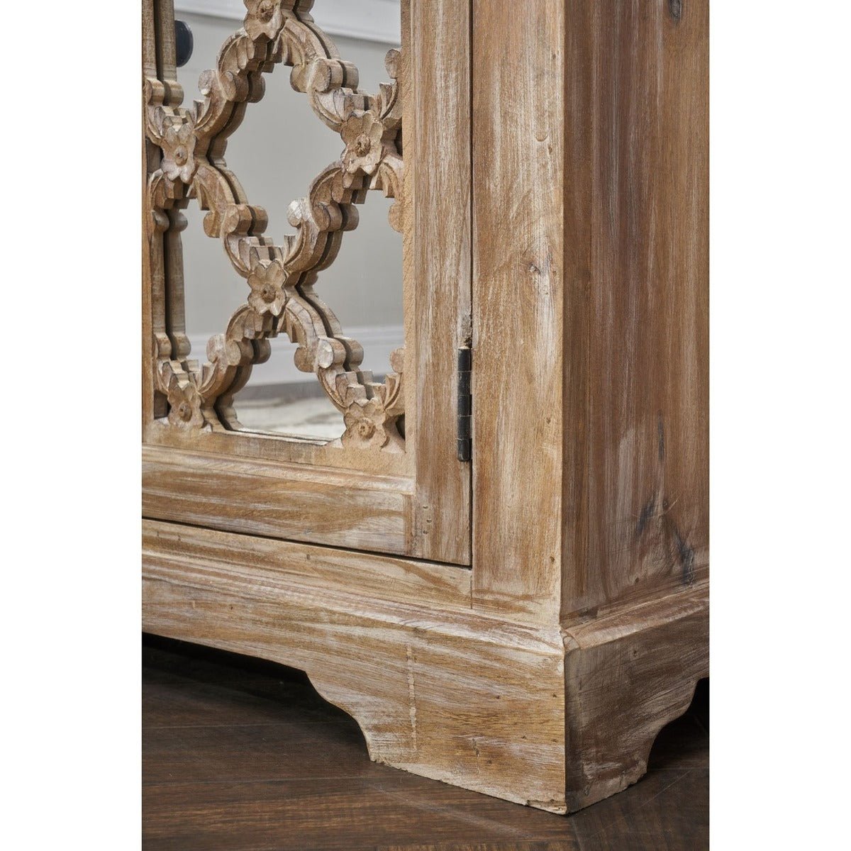 French Arched Wood Sideboards with Mirrored Doors – handcrafted solid wood furniture