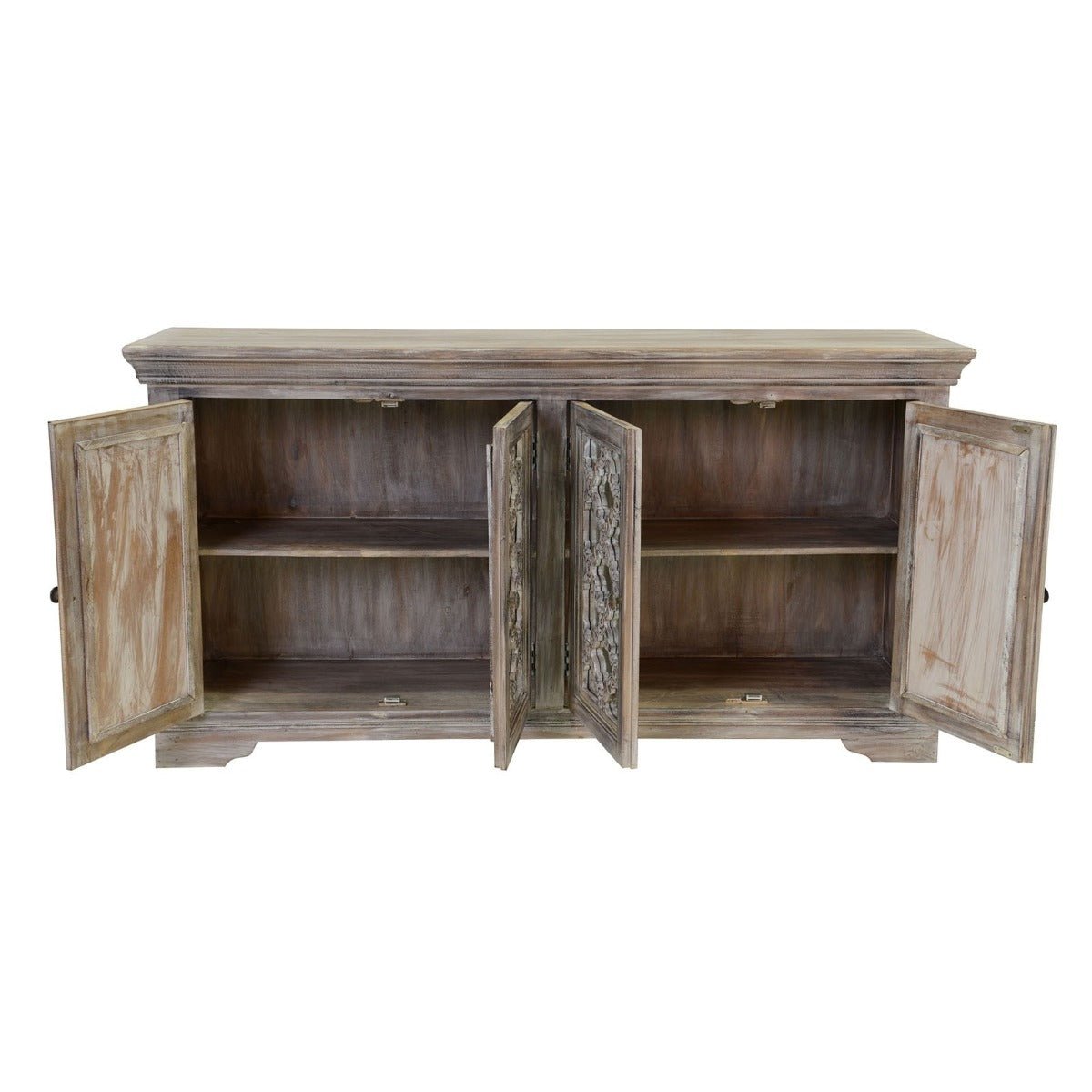 French Arched Wood Sideboards with Mirrored Doors – handcrafted solid wood furniture