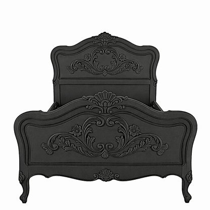 French Country Hand - Carved Solid Wood Platform Bed / Bedroom Collection – handcrafted solid wood furniture