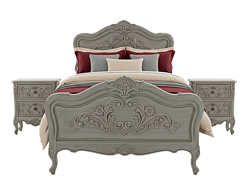 French Country Hand - Carved Solid Wood Platform Bed / Bedroom Collection – handcrafted solid wood furniture
