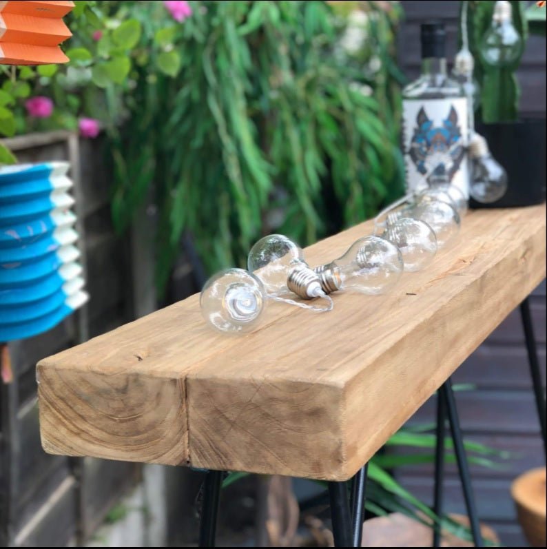 GAPAN Industrial Narrow Drinks Table – handcrafted solid wood furniture