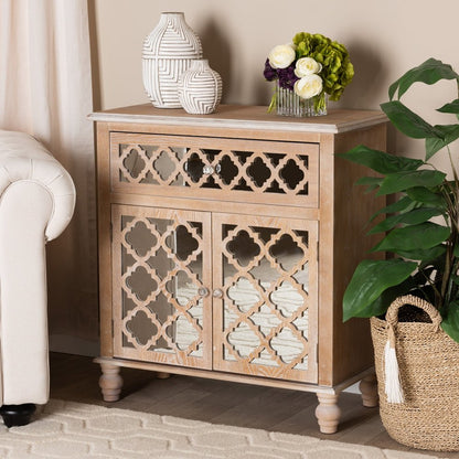 Glam Wooden Rustic Mirrored Storage Cabinet – handcrafted solid wood furniture