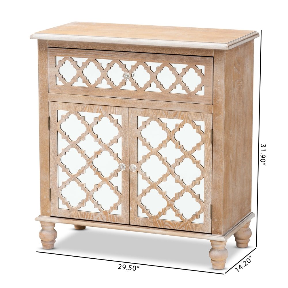 Glam Wooden Rustic Mirrored Storage Cabinet – handcrafted solid wood furniture