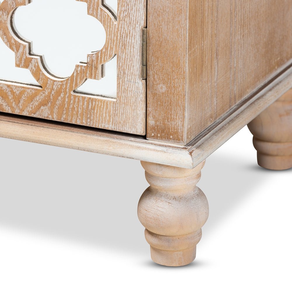 Glam Wooden Rustic Mirrored Storage Cabinet – handcrafted solid wood furniture