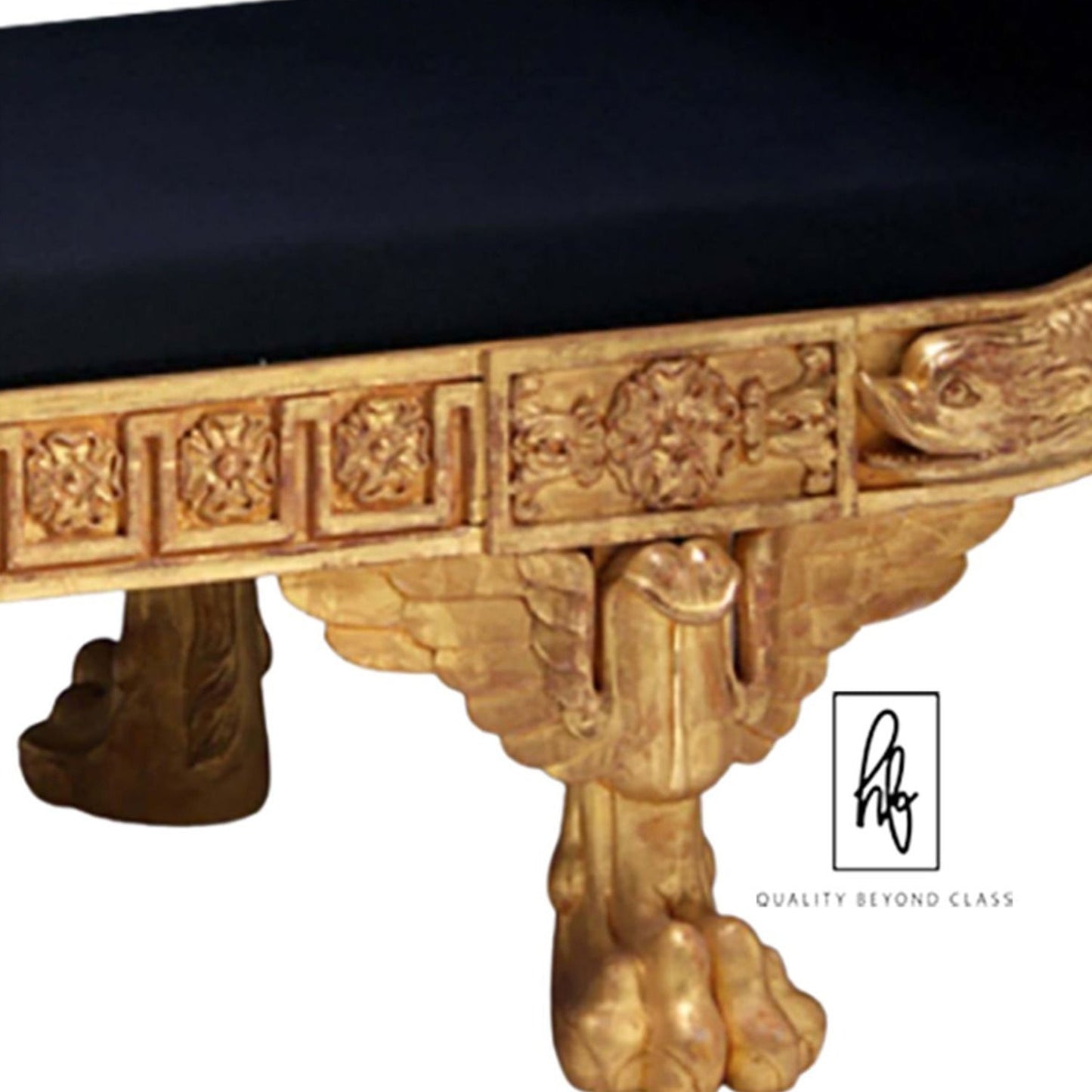 Golden Hand Carved Solid Mango Wood Day Bed – handcrafted solid wood furniture