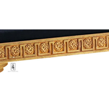 Golden Hand Carved Solid Mango Wood Day Bed – handcrafted solid wood furniture