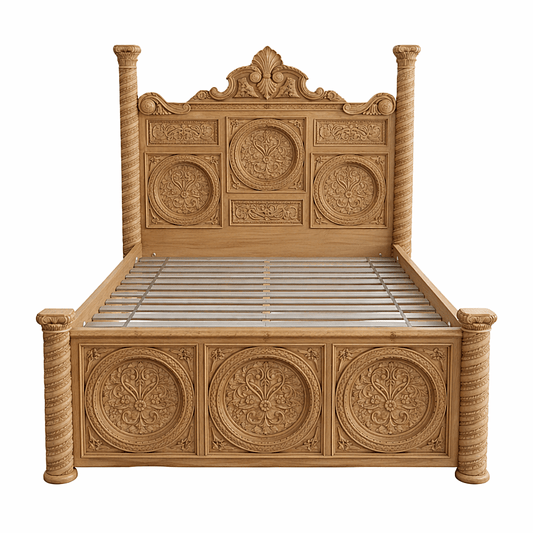 Grand Chateau™ Hand - Carved Solid Wood Platform Bed & Bedroom Collection – handcrafted solid wood furniture