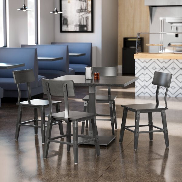 Haidar Industrial Solid Wood Live Edge Standard Height Table with 4 Chairs – handcrafted solid wood furniture