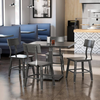 Haidar Industrial Solid Wood Live Edge Standard Height Table with 4 Chairs – handcrafted solid wood furniture