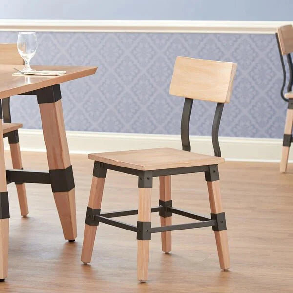 Haidar Industrial Solid Wood Live Edge Standard Height Table with 4 Chairs – handcrafted solid wood furniture