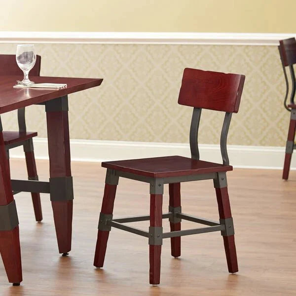 Haidar Industrial Solid Wood Live Edge Standard Height Table with 4 Chairs – handcrafted solid wood furniture