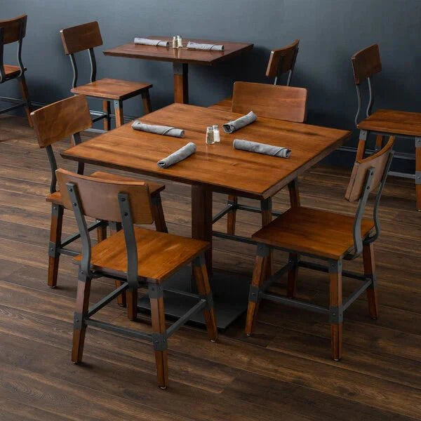 Haidar Industrial Solid Wood Live Edge Standard Height Table with 4 Chairs – handcrafted solid wood furniture