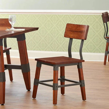 Haidar Industrial Solid Wood Live Edge Standard Height Table with 4 Chairs – handcrafted solid wood furniture