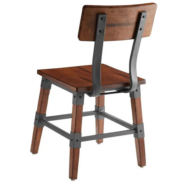 Haidar Industrial Solid Wood Live Edge Standard Height Table with 4 Chairs – handcrafted solid wood furniture