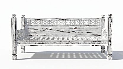 Hand Carved Canopy Style Solid Wooden Daybed / OutDoor Seating – handcrafted solid wood furniture