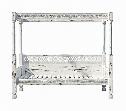 Hand Carved Canopy Style Solid Wooden Daybed / OutDoor Seating – handcrafted solid wood furniture