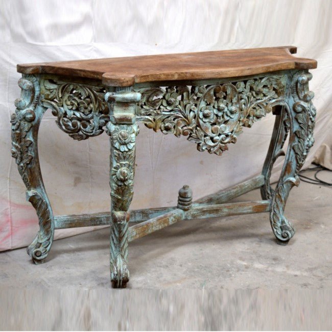 Hand Carved Hall Table – handcrafted solid wood furniture