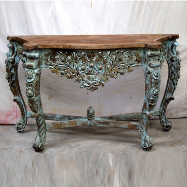 Hand Carved Hall Table – handcrafted solid wood furniture
