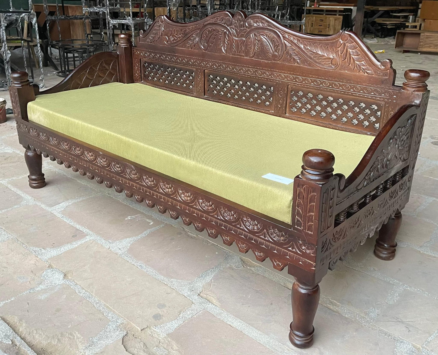 Hand Carved Indian Mughal Elephant Design swing by Hibashi Furniture – handcrafted solid wood furniture made in India