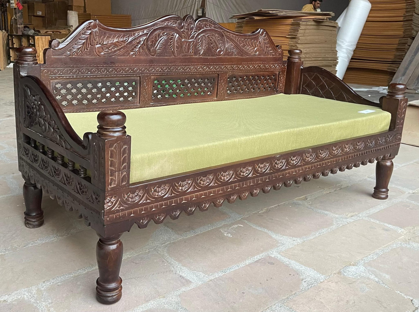 Hand Carved Indian Mughal Elephant Design swing – handcrafted solid wood furniture