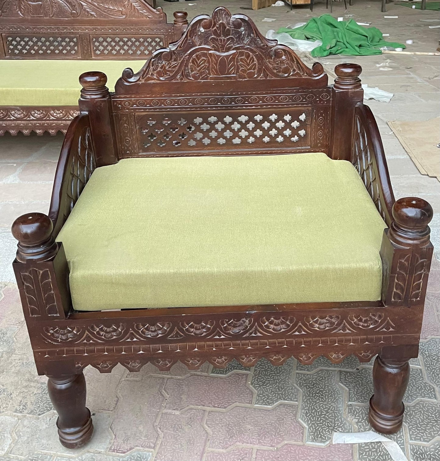 Hand Carved Indian Mughal Elephant Design swing – handcrafted solid wood furniture