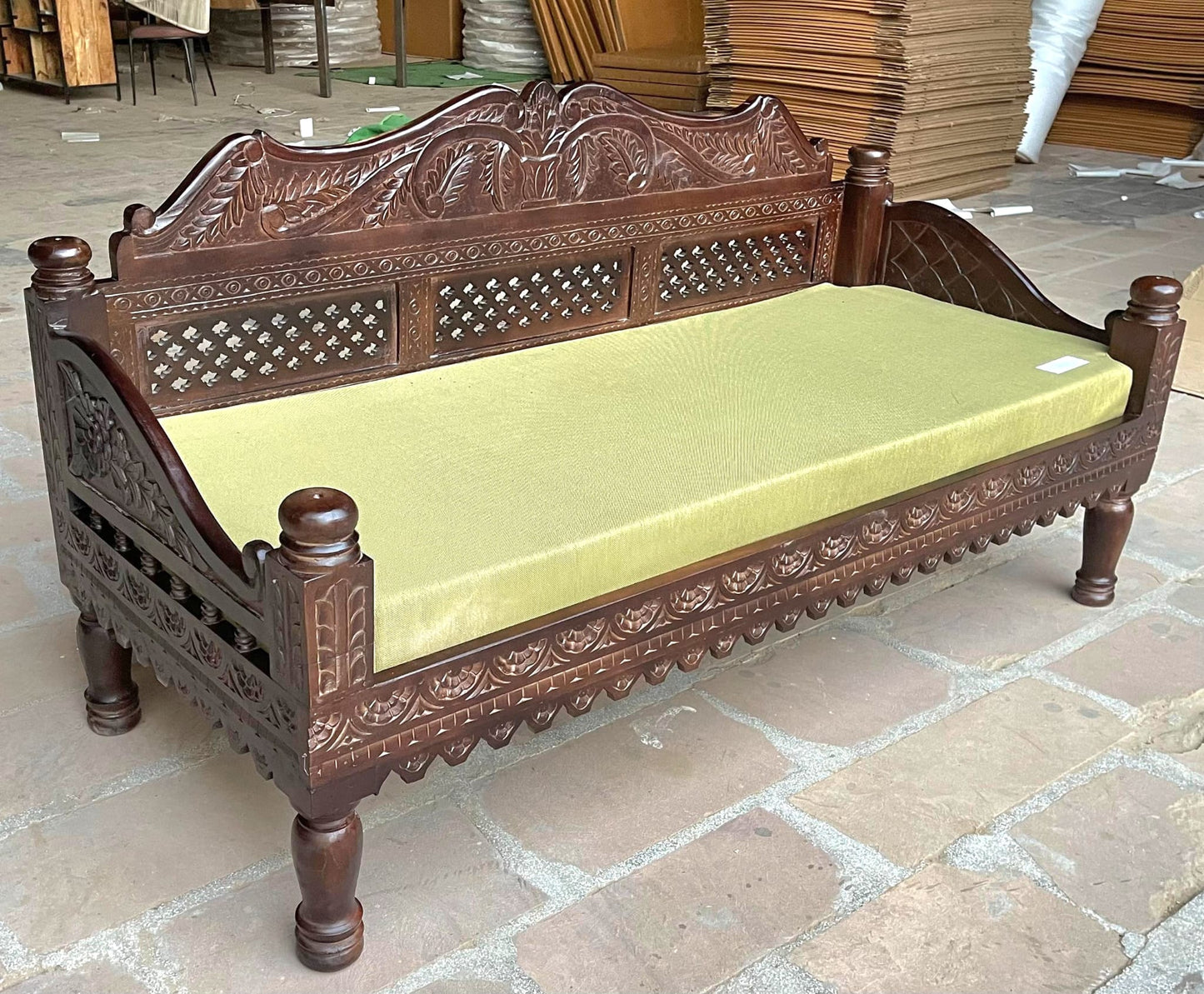 Hand Carved Indian Mughal Elephant Design swing by Hibashi Furniture – handcrafted solid wood furniture made in India