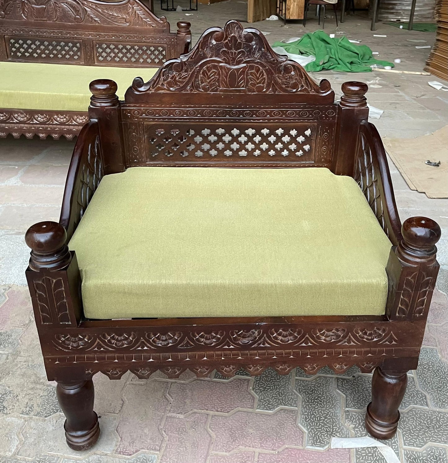 Hand Carved Indian Mughal Elephant Design swing – handcrafted solid wood furniture