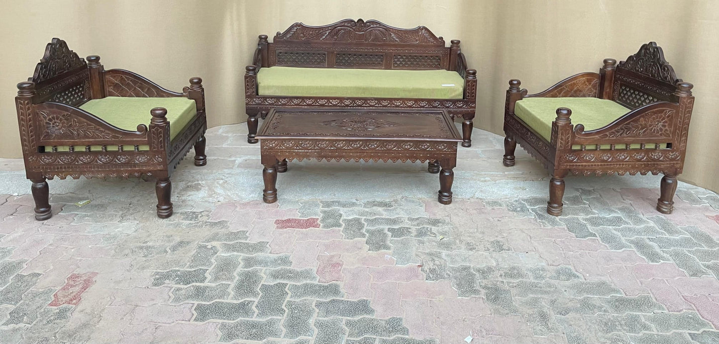 Hand Carved Indian Mughal Elephant Design swing – handcrafted solid wood furniture