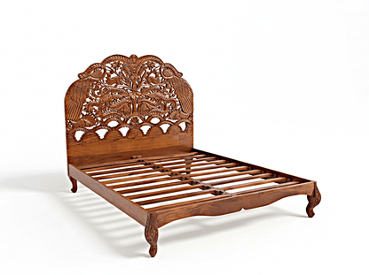 Hand Carved Indian Shajahan Bed Frame Indian Bed bedside – handcrafted solid wood furniture