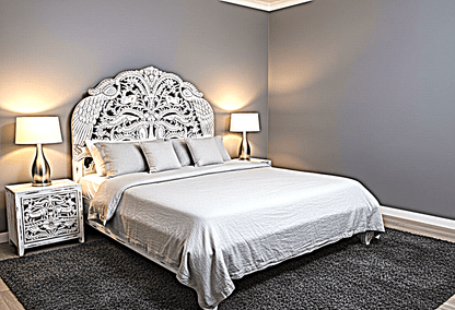 Hand Carved Indian Shajahan Bed Frame Indian Bed bedside – handcrafted solid wood furniture